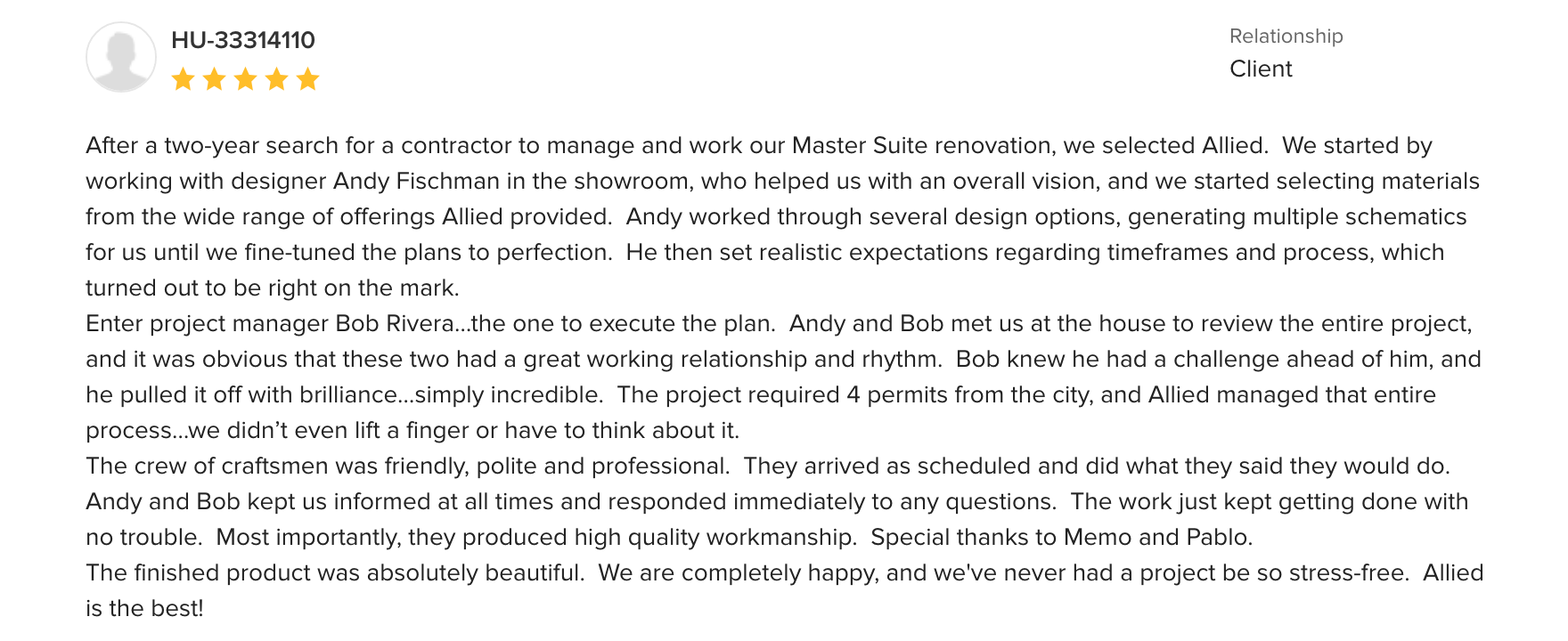 Allied Houzz Review 1 